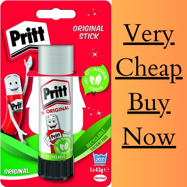 Pritt Glue Stick, Safe & Child-Friendly Craft Glue Crafts Activities 1X 43G