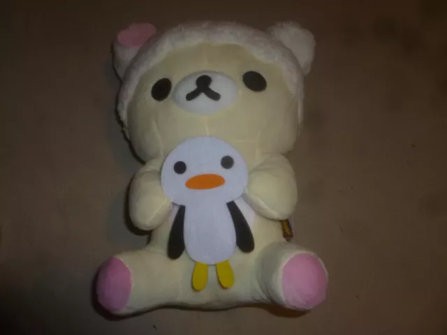 New 12" Rilakkuma Korilakkuma Holding Penguin Plush Doll Bubble Bath Nwt Sanrio