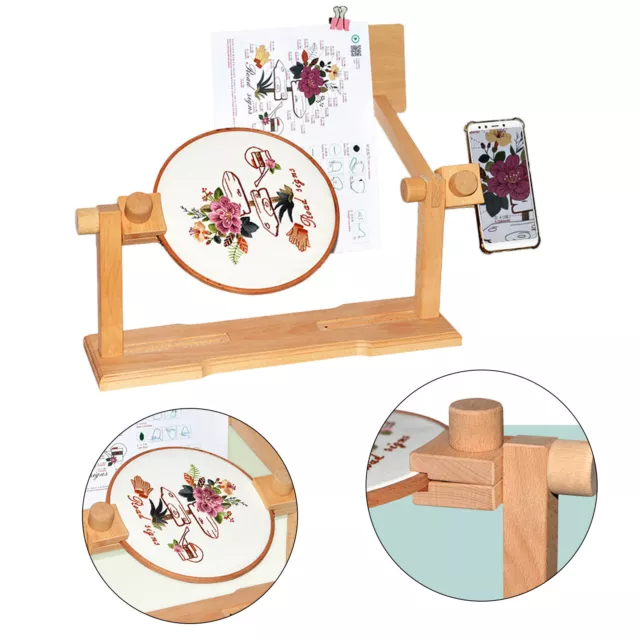 Embroidery Hoop Frame Adjustable Embroidery Wood Seat Stand Cross Stitch Rack AU