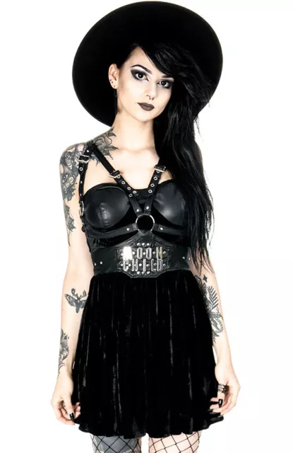 RESTYLE MOON CHILD Harness Velvet Vegan Leather Gothic Punk Emo Womens  Dress $92.99 - PicClick