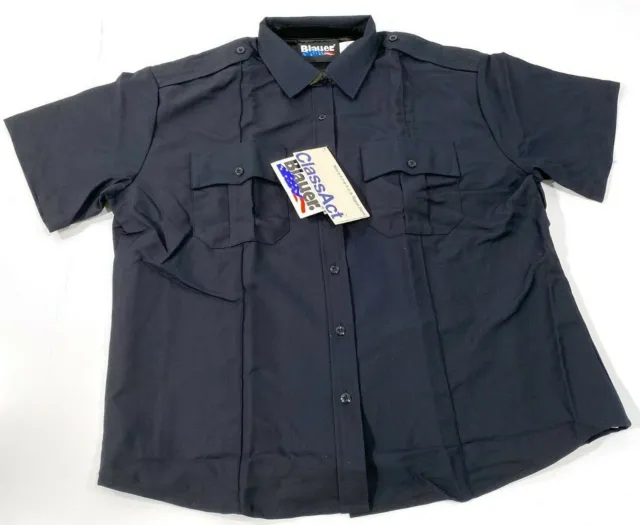 Nwt Blauer Womens Classact 8910W Short Sleeve Shirt Dark Navy Size 32