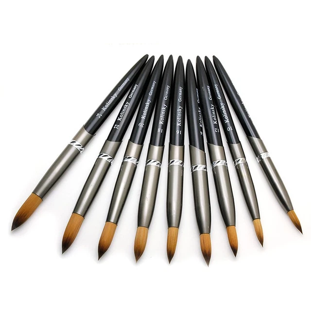 Acrylique Hoquet de poudre de manucure Brosse à ongles en acrylique Circulaire