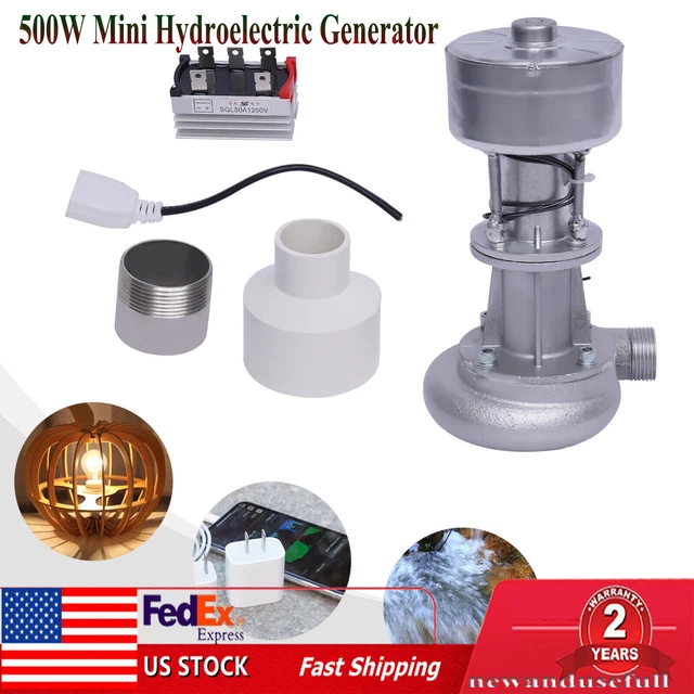 500W Mini Generador Hidroeléctrico Micro Energía Hidroeléctrica Turbina Generador 110V