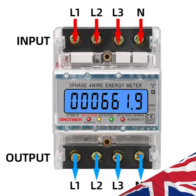 DIN RAIL ELECTRIC Meter 50/60HZ 3 Phase 4 Wires Electric Energy Meter ...