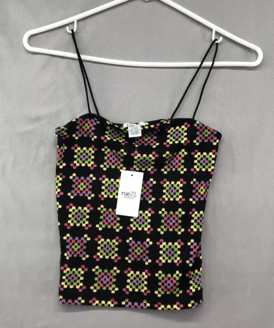 New Rue 21 Black Patterned Tank Size L Women