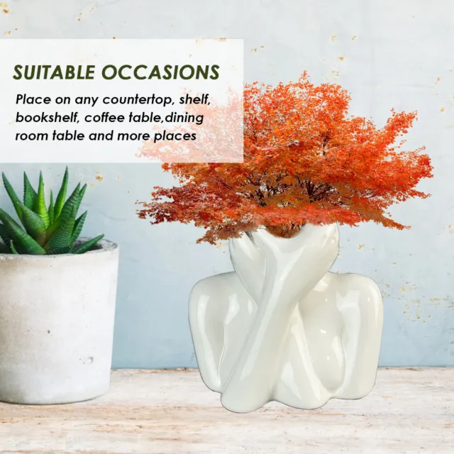Half Face Shaped Planter Home Decor Table Centerpiece Modern Ceramic Flower Vase