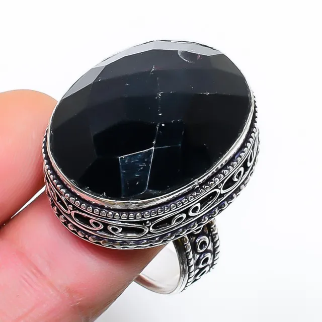 Black Spinel Gemstone Handmade Gift Jewelry Ring Size 9 n005