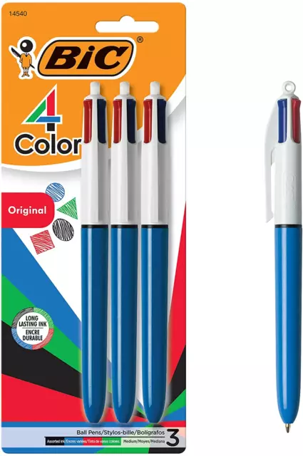 BIC 4-Color Ballpoint Pens, Medium (1.0Mm), 4 Colors (MMP31-AST)