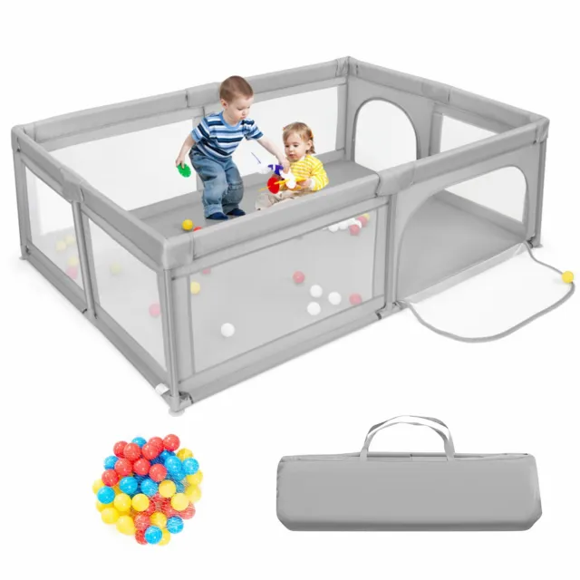 Large Mesh Baby Playpen Kids Infant Safety Yard Activity Center with Ocean Balls