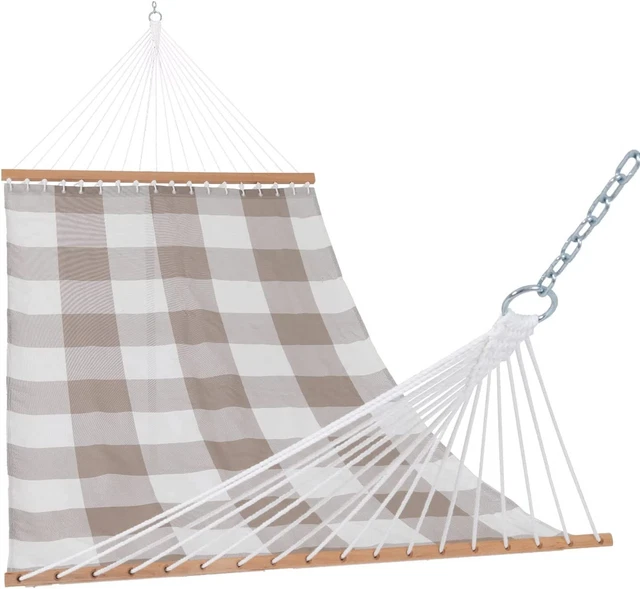 Lazy Daze Hammocks Quick Dry Hammock with Spreader Bar 2 Person Gray Grid