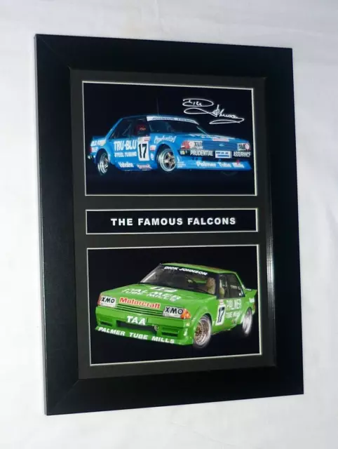 Dick Johnson Ford Falcon XD XE The Famous Falcons Signed Framed Black Frame