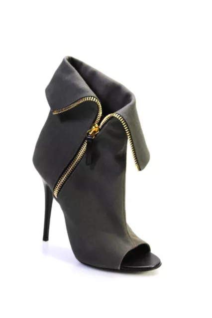 Giuseppe Zanotti Design Womens Canvas Peep Toe Fold Over Boots Gray Size 8US 38E