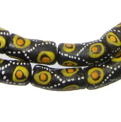 Tiger Eye Krobo Powder Glass Beads 10mm Ghana African Multicolor Elbow Handmade