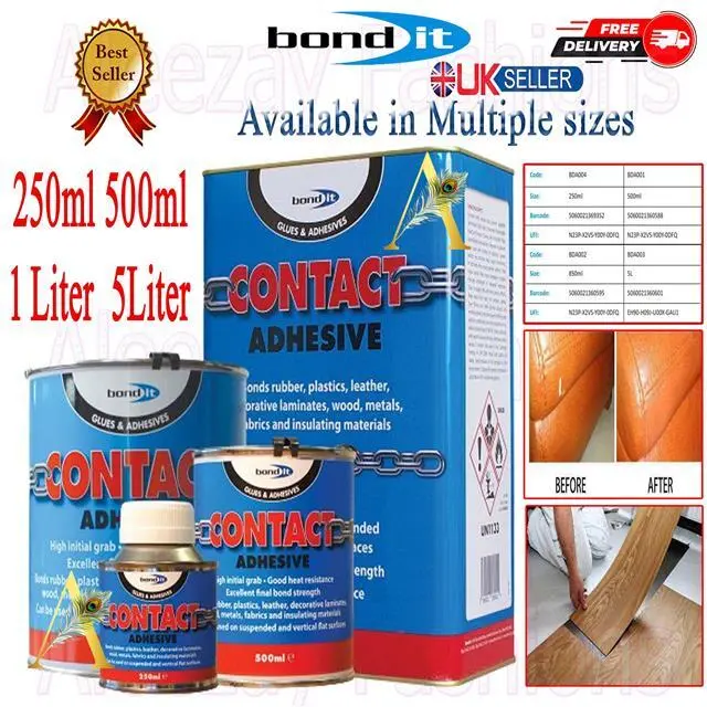 Bond It Contact Adhesive Solvent Based High Grab Neoprene Glue 250ml/500ml/1/5L