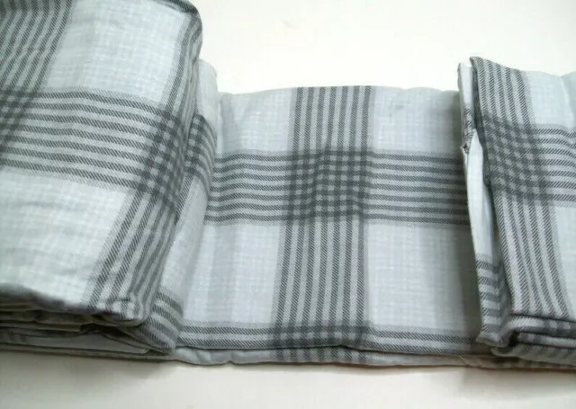 Cuddl Duds Heavyweight Cotton Flannel Gray Gingham Plaid King Sheet Set New