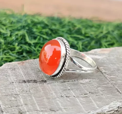 Beautiful Carnelian Popular Ring 925 Silver Sterling Handmade Womens Ring SJ-349