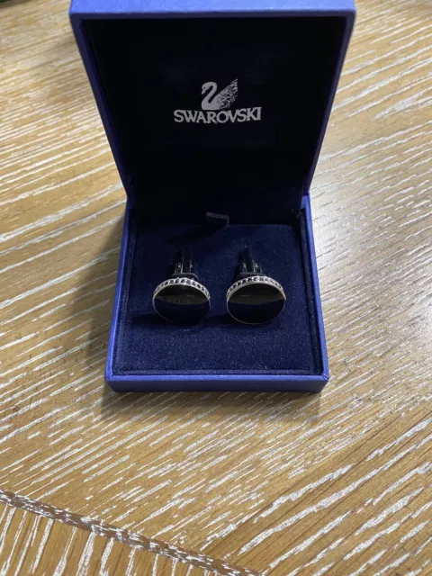 Swarovski Black Onyx Rhodium Cufflinks