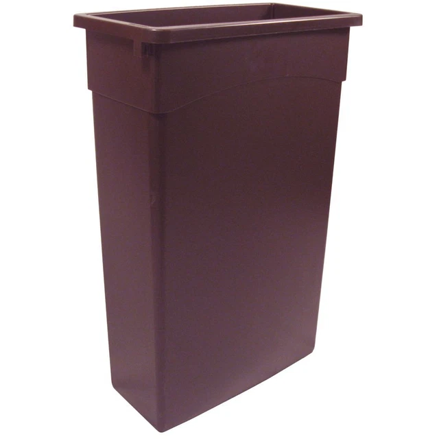 Continental 8322BN Wall Hugger Brown Rectangular 23 Gal Receptacle