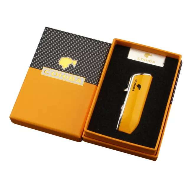 Windproof 3 Jet Torch Cigar Lighter Adjustable Flame Refillable Lighters Cohiba