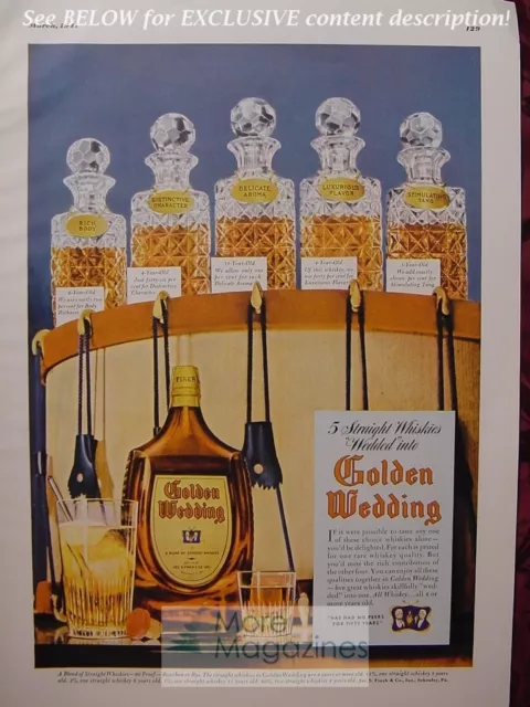 RARE Esquire Advertisement AD 1941 GOLDEN WEDDING straight whisky blend