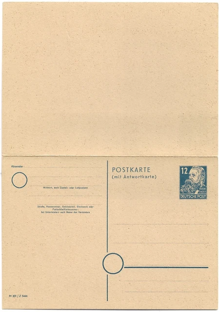 Alliierte Besetzung 1948 SBZ Ganzs.PK P 38 II - 12/12 Pf. blau Engels,Postfrisch