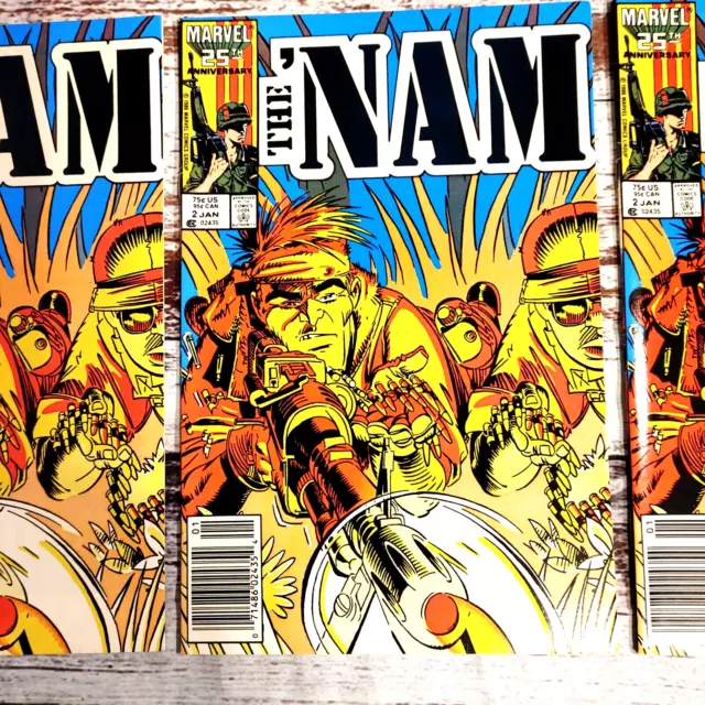 The Nam lot of 3 Comic Books. Three #2's. Marvel Comics. 1987. All Newsstands. 3