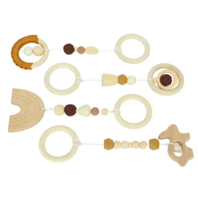 4 piezas cochecito-juego de juguetes colgantes de madera, decoración de habitación infantil,