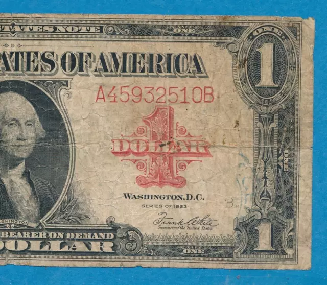 $1.00 1923 Red Seal Legal Tender Note Average Circulated