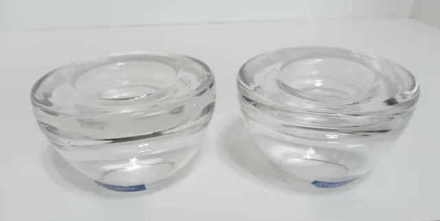 Elements Vintage Round Blown Glass Tea Light Candle Holders Set of 2 Clear