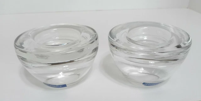 Elements Vintage Round Blown Glass Tea Light Candle Holders Set of 2 Clear
