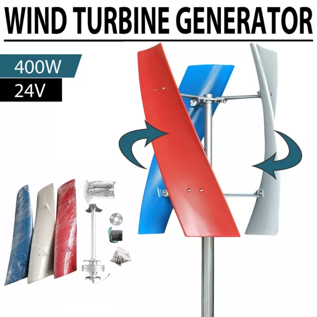 400W 24V Windrad Windkraftanlage Garten Windturbine windgenerator Vertikal DHL