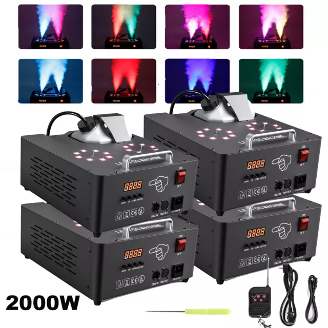 2000W Nebelmaschine RGB 16 LED DMX DJ Bühnenbeleuchtung Vertikal Upspray Effekt