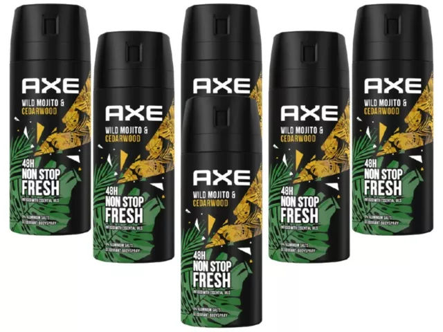 Deo Axe Wild 6x 150ml Deospray Deodorant Bodyspray ohne Aluminium Herren Men