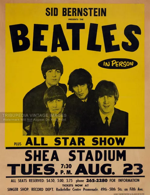 1966 THE BEATLES Concert Advertising Poster * Shea Stadium * Queens New York NYC