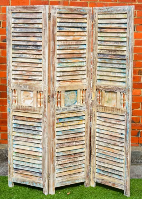 Indian Vintage Shabby Chic Reclaimed Timber Shutter Hand Made Room Divider