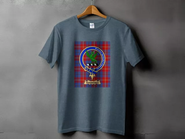 Stopford Clan Tartan T-Shirt, Scottish Heritage Crest Tee, Unisex Celtic Tee