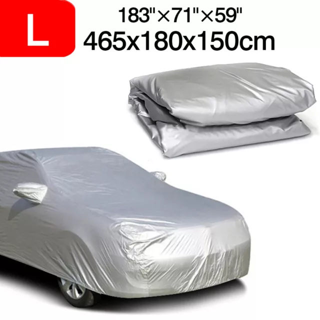 L Full Car Cover Waterproof Dust Frost Rain UV Protection Outdoor Indoor Silver