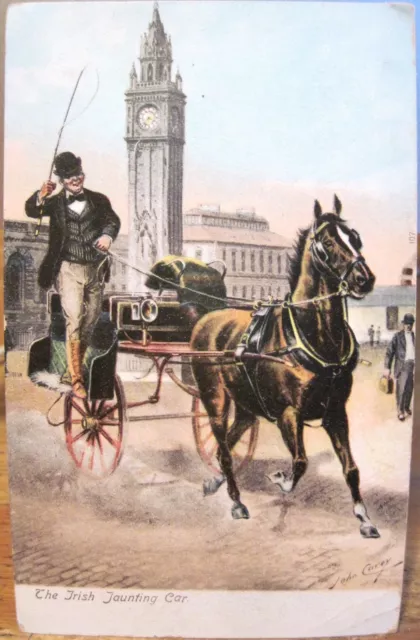 Art Postcard IRISH JAUNTING CAR BELFAST Northern Ireland John Carey AmericanNews