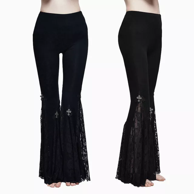 SEXY WOMEN FASHION Bell Bottom Pants Ice Silk Flare Pants Stretchy