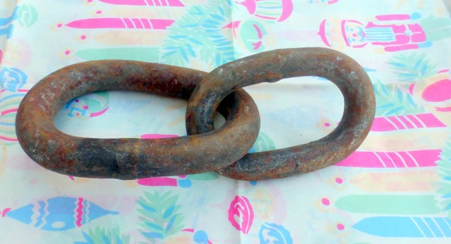 2 sehr dicke Glieder von Kette Gliederkette Eisenkette Eisenringe oval ca 2 kg