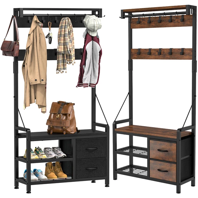 COAT RACK SHOE Bench Hall Tree Entryway Storage Shelf Drawer Organizer