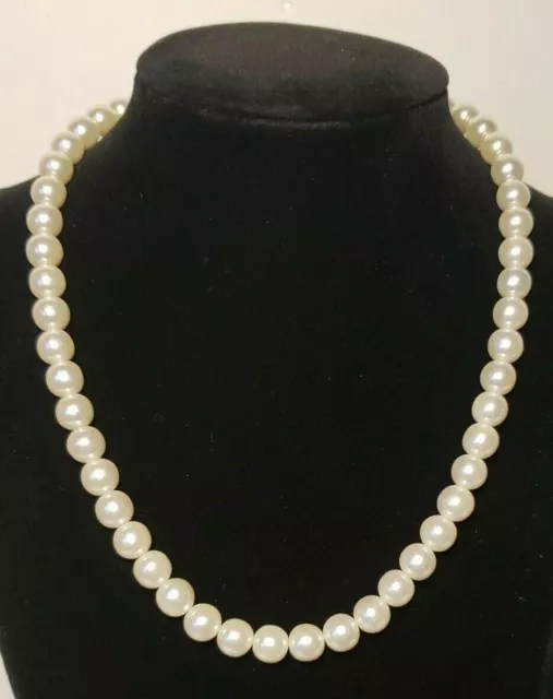 Vintage JAPAN Faux Pearl Beaded 16" Necklace With Beaded Extension