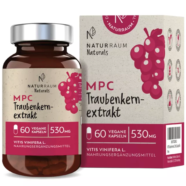 MPC Traubenkernextrakt 60 Kapseln ⭐HOCHDOSIERT⭐ 680 mg - 44x stärker als OPC💚