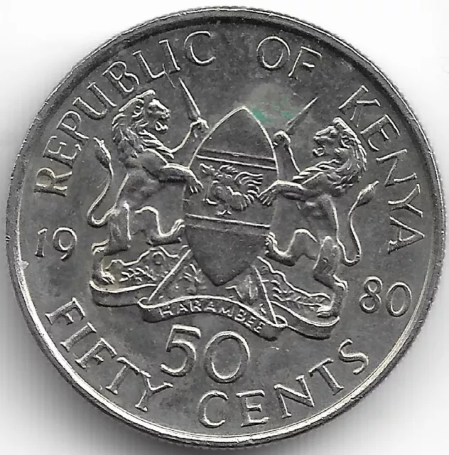 Kenya 50 Cents 1980 KM# 19