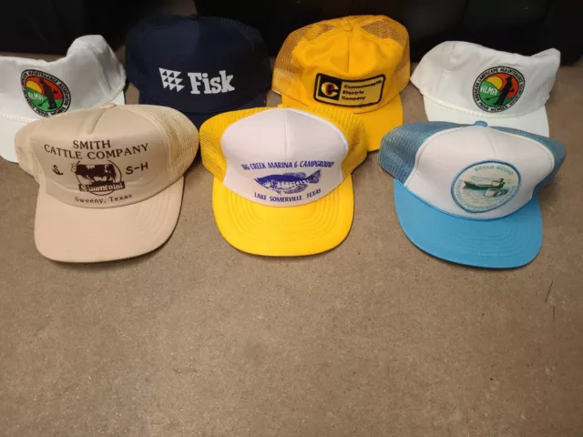 Vintage Lot of 7 Mesh Snapback Patch Trucker Hats Advertising Foam Caps K Farm