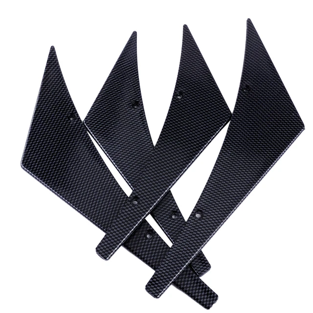 4X CARBON FIBER Texture Car Body Front Bumper Spoiler Lip Fins Splitter ...