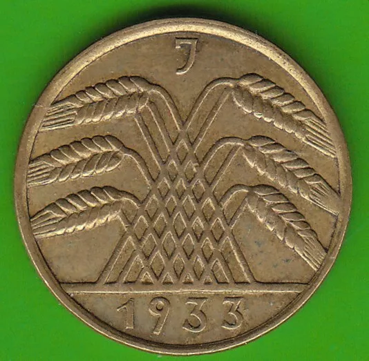 10 Reichspfennig 1933 J besser als sehr schön hübsch seltener nswleipzig