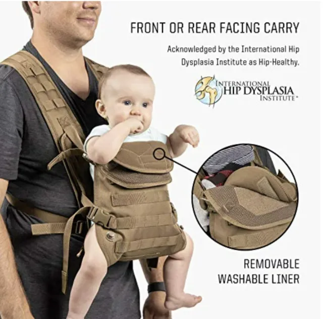TBG Mens Coyote Brown Tactical Baby / Infant Carrier & Toddlers 8-33 lbs Compact