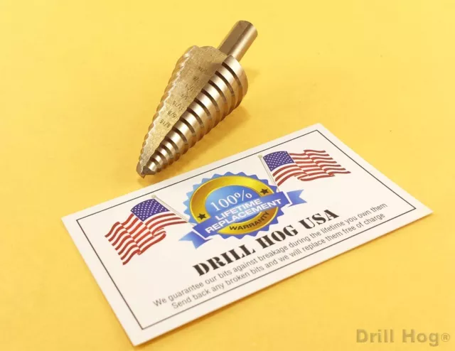 1/4"-1" Step Drill Bit Step Reamer UNIBIT Cobalt M42 Lifetime Warranty Drill Hog