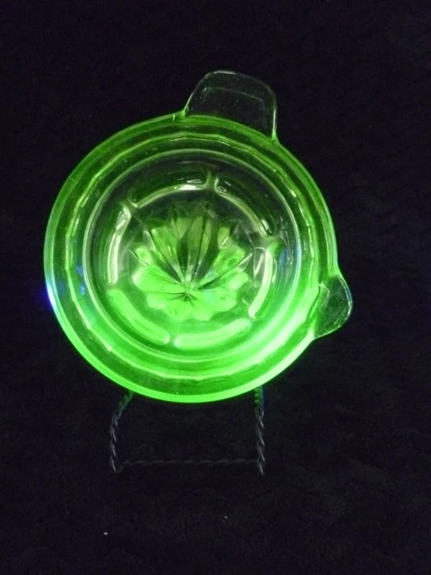 Vintage Uranium Glass Juicer Vaseline Depression Glass Squeezer Juicer Reamer